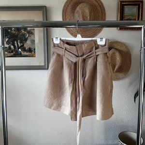 Women's High-waisted Linen Blend Shorts